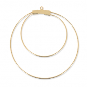 Supports boucles d'oreilles - Créoles doubles 45 mm x 0.8 mm doré à l'or fin x2