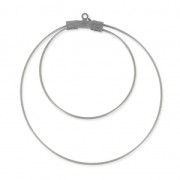 Supports boucles d'oreilles - Créoles doubles 45 mm x 0.8 mm argenté vieilli x2