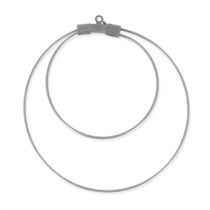 Supports boucles d'oreilles - Créoles doubles 45 mm x 0.8 mm argenté vieilli x2