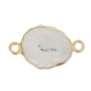 Intercalaire Druzy Quartz 2 anneaux 12 mm en Argent 925 Plaqué or x1|raw }}