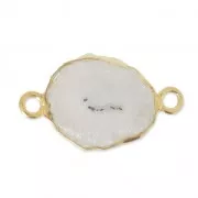 Intercalaire Druzy Quartz 2 anneaux 12 mm en Argent 925 Plaqué or x1