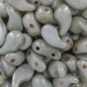 Perles en verre tchèque 2 trous Zoliduo® Left 5x8mm Vert Gris Marbré x20