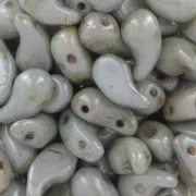 Perles en verre tchèque 2 trous Zoliduo® Left 5x8mm Vert Gris Marbré x20