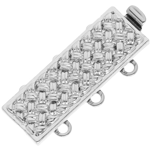 Fermoir 3 rangs motif tressage 20x7 mm - White Bronze x1