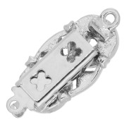 Fermoir à clipser ovale incrusté de strass 22 mm - White bronze x1