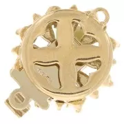 Fermoir à clipser fleur avec perle nacrée & oxydes de zirconium - 15 mm Doré x1