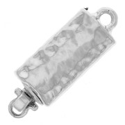 Fermoir à clipser rectangle martelé 6x18 mm - Rhodié x1