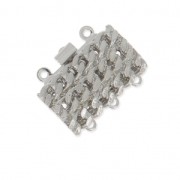 Fermoir 3 rangs motif maille gourmette 20x16 mm - Rhodié x1