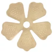 Fleurs percées en métal et résine époxy 15 mm Rose corail/Doré x 5