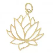 Pendentif Fleur de Lotus 19 x 22 mm en Argent 925 doré x1