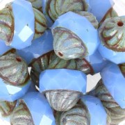 Perles en verre Saturn Beads 11x10 mm Light Sapphire Opal Travertin x10