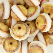 Perles en verre Saturn Beads 8x10 mm Opaque White Travertin x10