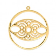 Pendentif oeil porte-bonheur 39 mm Doré à l'or fin x1|raw }}