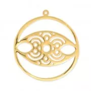 Pendentif oeil porte-bonheur 39 mm Doré à l'or fin x1