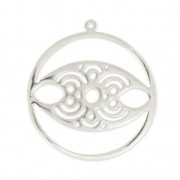 Pendentif oeil porte-bonheur 39 mm Placage Argent fin vieilli x1