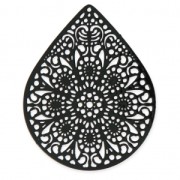 Pendentif teinté laser cut goutte 49x39 mm Noir x1