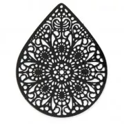 Pendentif teinté laser cut goutte 49x39 mm Noir x1