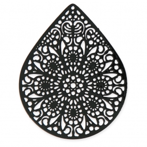 Pendentif teinté laser cut goutte 49x39 mm Noir x1