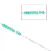 Chaîne fine pour Miyuki Delica 11/0 maille Forçat 0.8 mm - Placage argent fin x1m