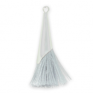 Pompon en coton 33 mm Gris avec coupelle Placage argent fin x1