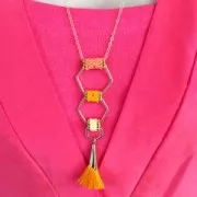 Pompon en coton 33 mm Rose avec coupelle Placage argent fin x1