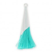 Pompon en coton 33 mm Turquoise avec coupelle Placage argent fin x1|raw }}