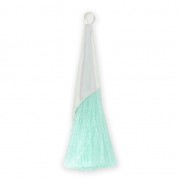 Pompon en coton 33 mm Mint avec coupelle Placage argent fin x1
