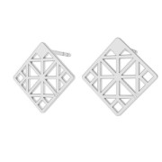 Clous d'oreilles carré motif géométrique 13 mm en Argent 925 x 2|raw }}