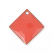Sequins losanges en métal et résine époxy 16x16 mm Rose Corail x 8
