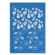 Silk Screen Moiko pour Pâte polymère 74x105 mm - Motif Fleurs Tropicales et Ukulélés 9.07