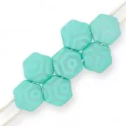 Perles en verre tchèque Honeycomb 6 mm Green Turquoise Silk Mat Laser Web x20