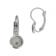 Boucles d'oreilles dormeuses pour cabochon  6 mm - Acier Inox x2|raw }}