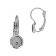 Boucles d'oreilles dormeuses pour cabochon 6 mm - Acier Inox x2