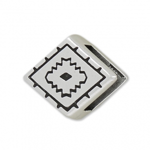 Poussoir losange décor ethnique 13.5x16.5 mm pour lacet 10 mm Placage Argent fin vieilli