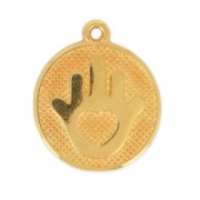 Breloque main de fatma résine époxy 20 mm Noir/Doré à l'or fin