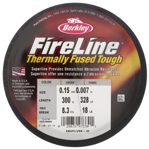 Fil Fireline - Tresse fusionnée 0.15 mm (18LB) Smoke Grey x300 m