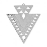 Pendentifs en métal double triangle décor ethnique 45 mm Argenté x2|raw }}