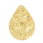 Pendentif goutte martelé 30x22 mm doré à l'or fin x1