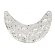 Pendentif intercalaire demi-lune martelé en laiton 46 mm rhodié x1