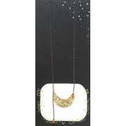 Pendentif intercalaire demi-lune martelé en laiton 46 mm rhodié x1