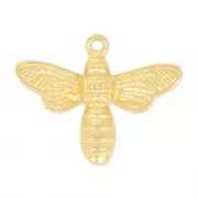 Breloque en fonte de laiton abeille 15 mm Doré à l'or fin x1