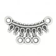 Intercalaire boucle d'oreille/collier avec 5 trous style ethnique 26x15 mm Placage Argent fin vieilli x1