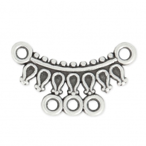 Intercalaire boucle d'oreille/collier avec 5 trous style ethnique 26x15 mm Placage Argent fin vieilli x1