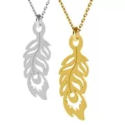 Breloque plume de paon 20 mm en Argent 925 Doré à l'or fin x1