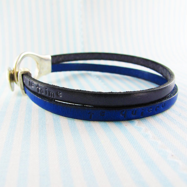 Bracelet Amour Lacets en cuir poinçonnés