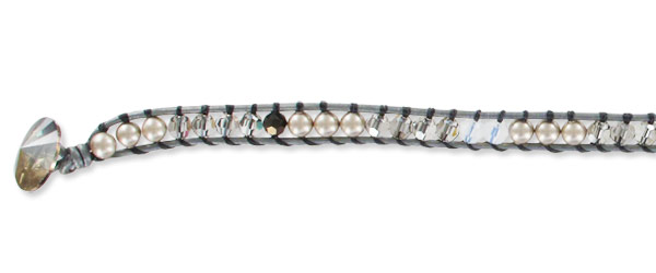Bracelet Wrap Cendré Cordon en cuir Rondes et Nacrées PureCrystal : Etape 2