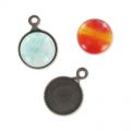 Serti pendentif pour cabochon fond plat 8 mm argenté HQ x1