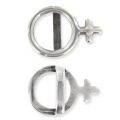 Poussoir symbole féminin pour cuir regaliz 19,5mm Placage Argent fin vieilli x1