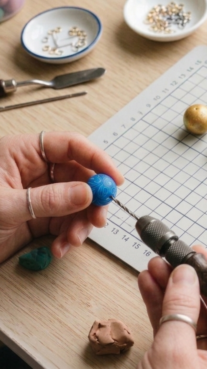 Schéma Comment percer des perles en pâte polymère sans les déformer ?