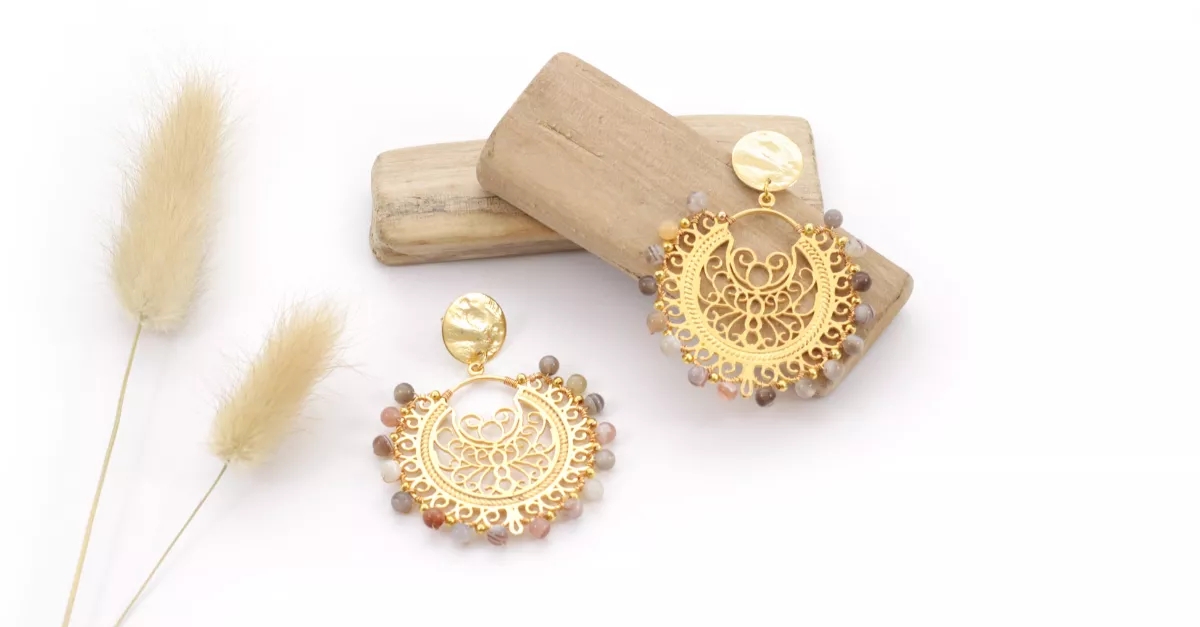 boucles d'oreilles agate du Botswana